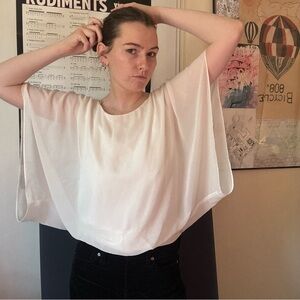 Last Tango White Flowing Dolman Sleeve Blouse